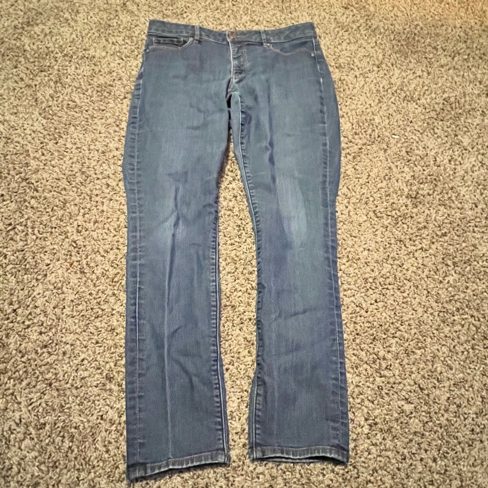 LOFT Curvy Skinny Jeans Womens‎ 10 30 Dark Wash Blue Denim Mid Rise Stretch